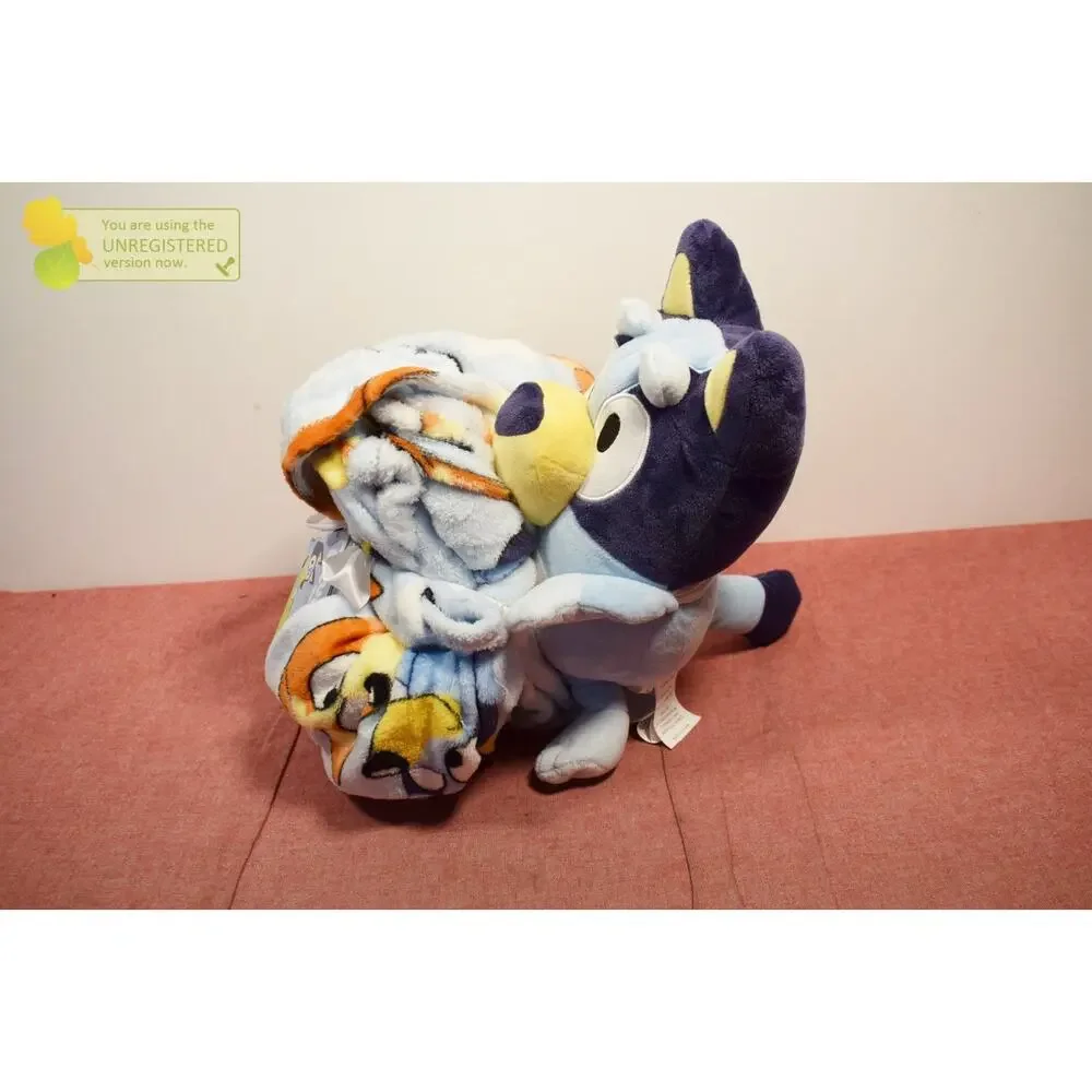 Bluey Pillow Plush and Throw Blanket Blue